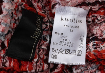 kwotias Cotton Silk Textured Overcheck Blouse Red Size 38