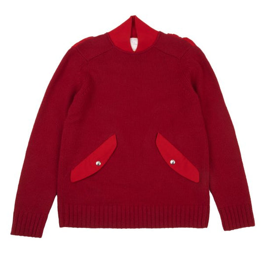 sacai 16AW Panelled Flap Pocket Knit Sweater Red Size 2