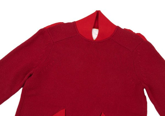 sacai 16AW Panelled Flap Pocket Knit Sweater Red Size 2