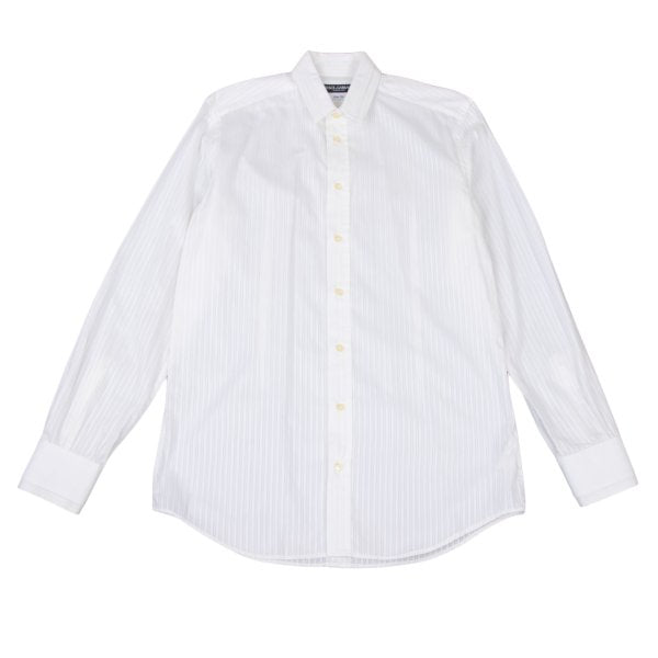 DOLCE&GABBANA Sheer Stripe Layered Cotton Shirt Size 41