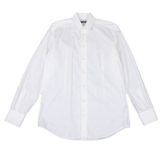 DOLCE&GABBANA Sheer Stripe Layered Cotton Shirt Size 41