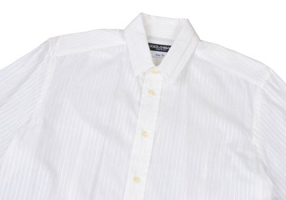 DOLCE&GABBANA Sheer Stripe Layered Cotton Shirt Size 41