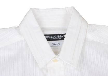 DOLCE&GABBANA Sheer Stripe Layered Cotton Shirt Size 41