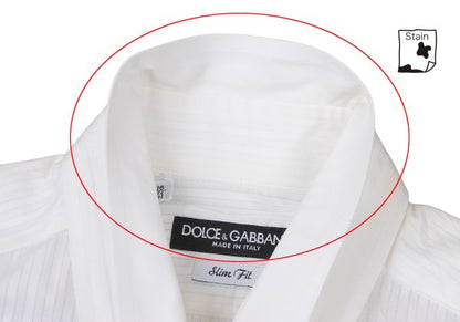 DOLCE&GABBANA Sheer Stripe Layered Cotton Shirt Size 41