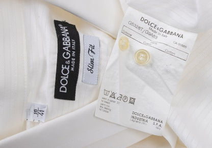 DOLCE&GABBANA Sheer Stripe Layered Cotton Shirt Size 41