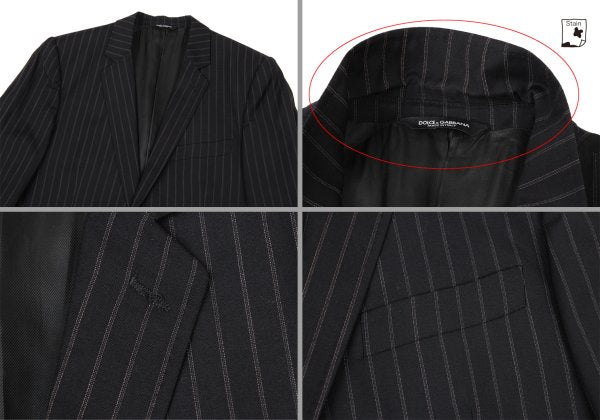 DOLCE&GABBANA Wool Pinstripe 2B Jacket Black Size L
