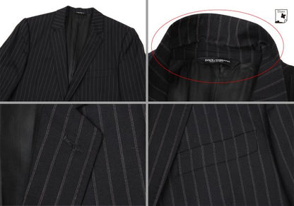 DOLCE&GABBANA Wool Pinstripe 2B Jacket Black Size L
