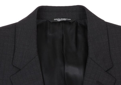 DOLCE&GABBANA Black Wool Shadow Stripe Jacket Size 50