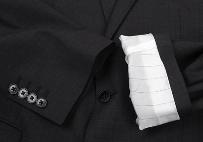 DOLCE&GABBANA Black Wool Shadow Stripe Jacket Size 50
