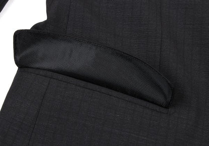 DOLCE&GABBANA Black Wool Shadow Stripe Jacket Size 50