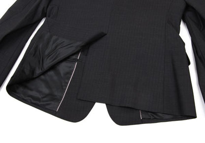 DOLCE&GABBANA Black Wool Shadow Stripe Jacket Size 50
