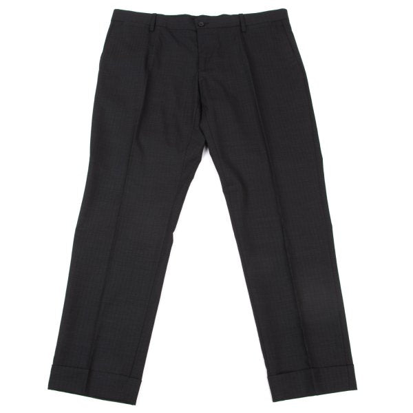 DOLCE&GABBANA Black Wool Shadow Stripe Pants Size 50