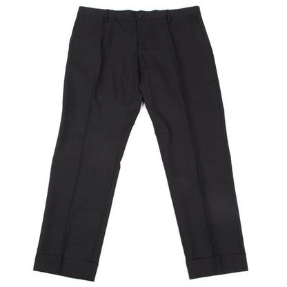 DOLCE&GABBANA Black Wool Shadow Stripe Pants Size 50