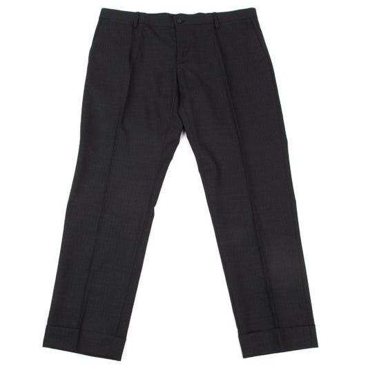 DOLCE&GABBANA Black Wool Shadow Stripe Pants Size 50