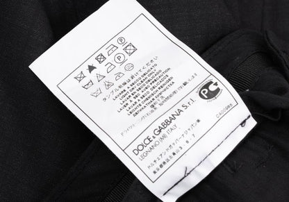 DOLCE&GABBANA Black Wool Shadow Stripe Pants Size 50