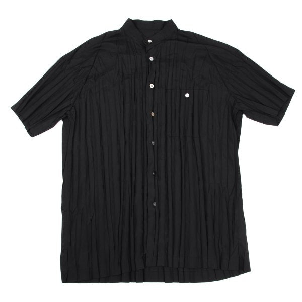 ISSEY MIYAKE MEN Pleated Band Collar Shirt Black Size L