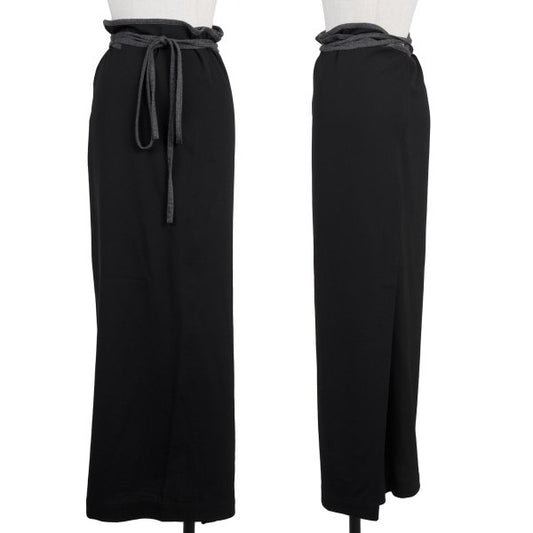Y's Wool Piping Strap Wrap Skirt Black Size 3