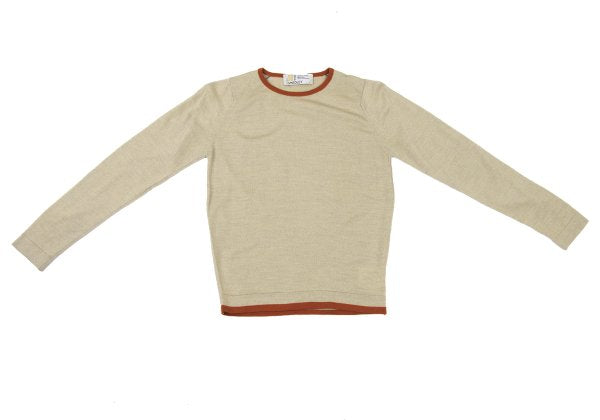 JOHN SMEDLEY Merino Wool Trim Knit Sweater Beige Size S