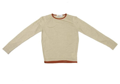 JOHN SMEDLEY Merino Wool Trim Knit Sweater Beige Size S