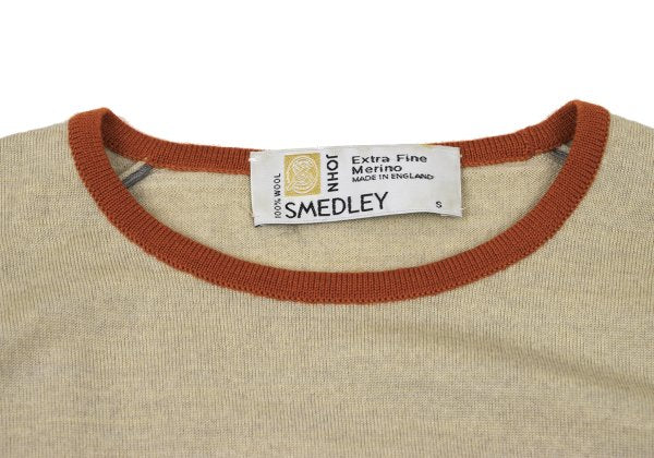 JOHN SMEDLEY Merino Wool Trim Knit Sweater Beige Size S