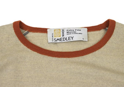 JOHN SMEDLEY Merino Wool Trim Knit Sweater Beige Size S