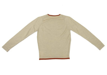 JOHN SMEDLEY Merino Wool Trim Knit Sweater Beige Size S