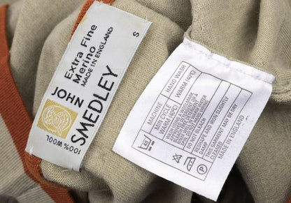 JOHN SMEDLEY Merino Wool Trim Knit Sweater Beige Size S