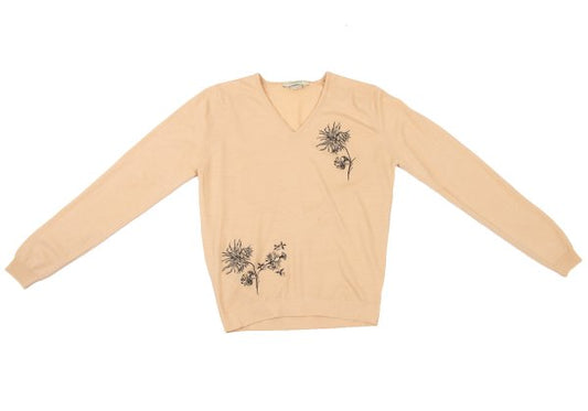 JOHN SMEDLEY Merino Wool Flower Pale Orange Knit Size M