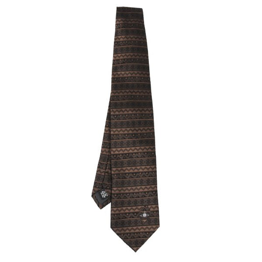 VivienneWestwood ACCESSORIES Silk Orb Point Tie Brown