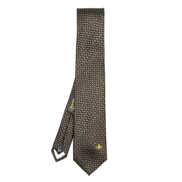 VivienneWestwood ACCESSORIES Silk Orb Pindot Tie Brown