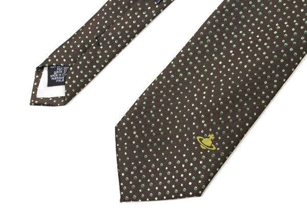 VivienneWestwood ACCESSORIES Silk Orb Pindot Tie Brown