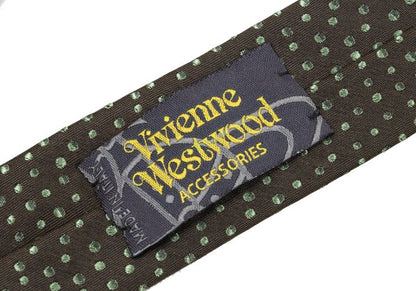 VivienneWestwood ACCESSORIES Silk Orb Pindot Tie Brown