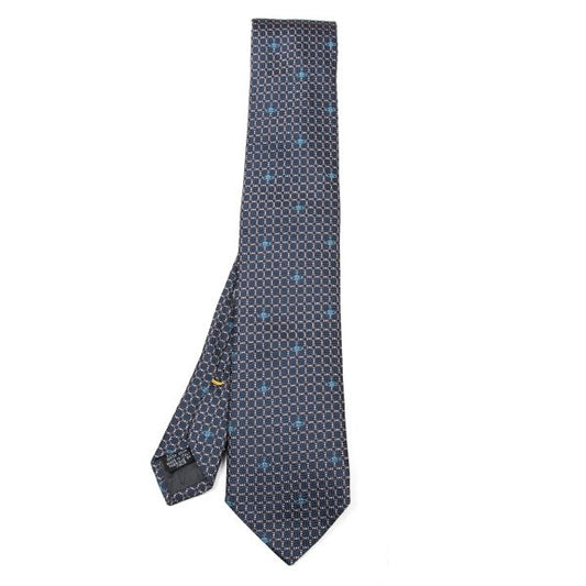 VivienneWestwood ACCESSORIES Silk Geometric Orb Navy Beige Tie