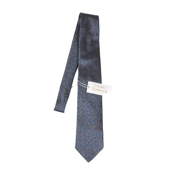 VivienneWestwood ACCESSORIES Silk Random Dot Tie Gray Navy