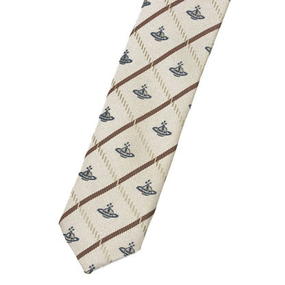 VivienneWestwood ACCESSORIES Orb Check Silk Tie Beige
