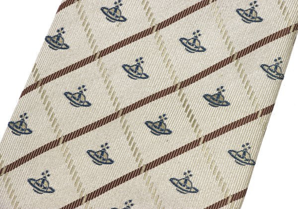 VivienneWestwood ACCESSORIES Orb Check Silk Tie Beige