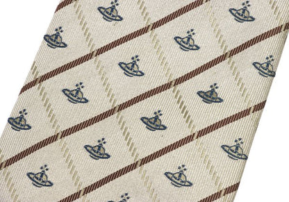 VivienneWestwood ACCESSORIES Orb Check Silk Tie Beige