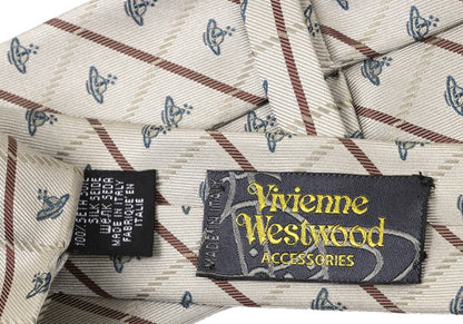 VivienneWestwood ACCESSORIES Orb Check Silk Tie Beige