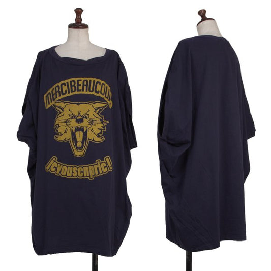 mercibeaucoup, College Print Dolman Sleeve Top Navy Size 1