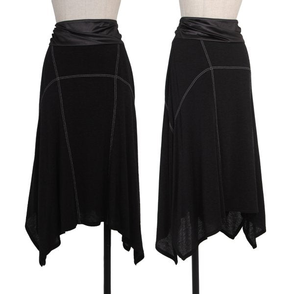 HIROKO KOSHINO Waist Stitch Design Skirt Black Size 40