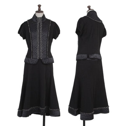 HIROKO BIS Quilted Flared Skirt Black Size 9