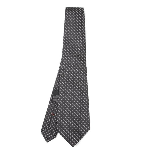 JIL SANDER Silk Circle Dot Woven Tie Black