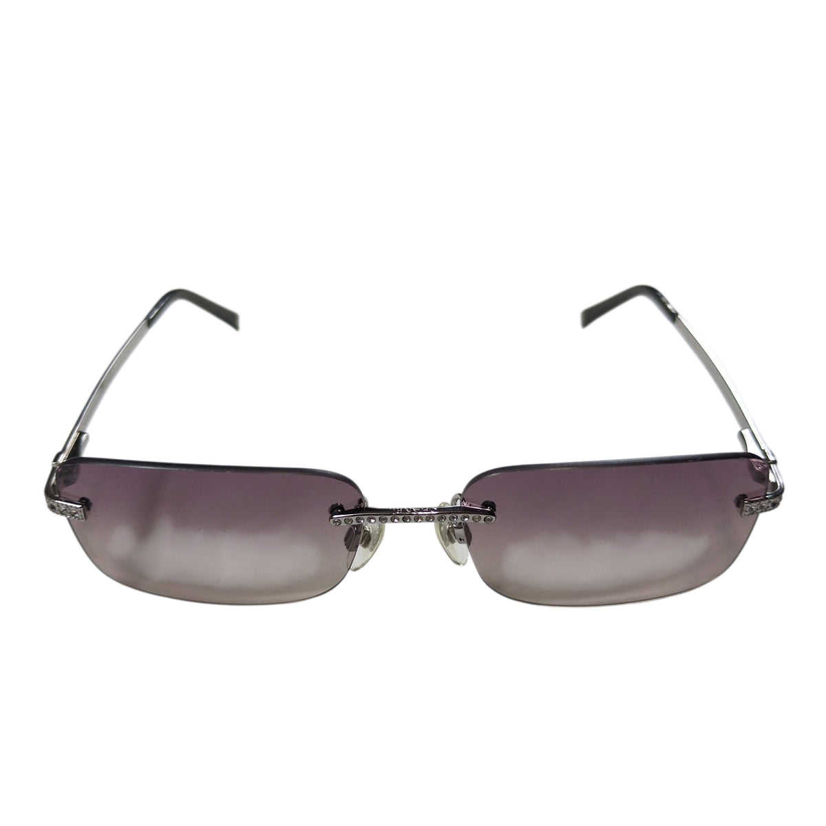 CHANEL Light Stone Rimless Silver Frame Sunglasses