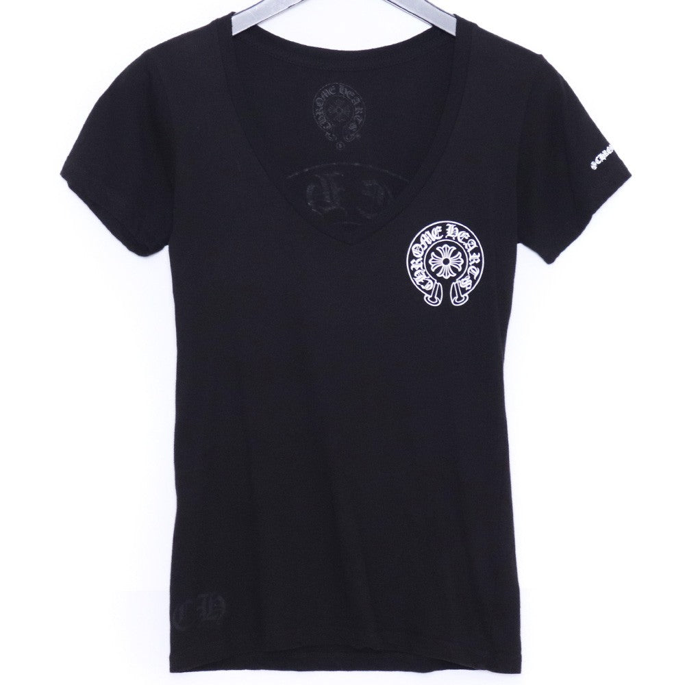 CHROME HEARTS Horseshoe Print V-Neck T-Shirt Black Size S