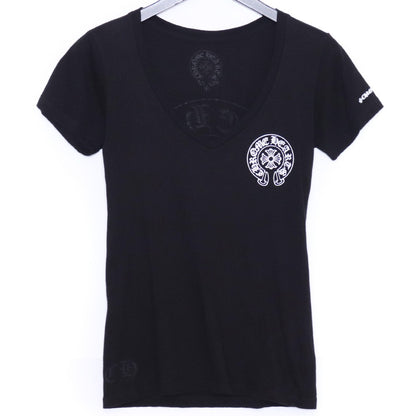CHROME HEARTS Horseshoe Print V-Neck T-Shirt Black Size S