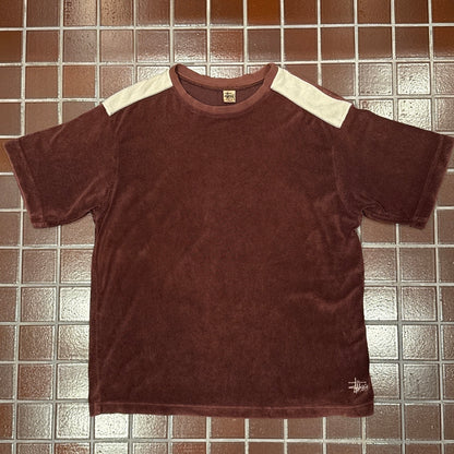 Stussy 90s short sleeve pile tee with shoulder detail Red Size L