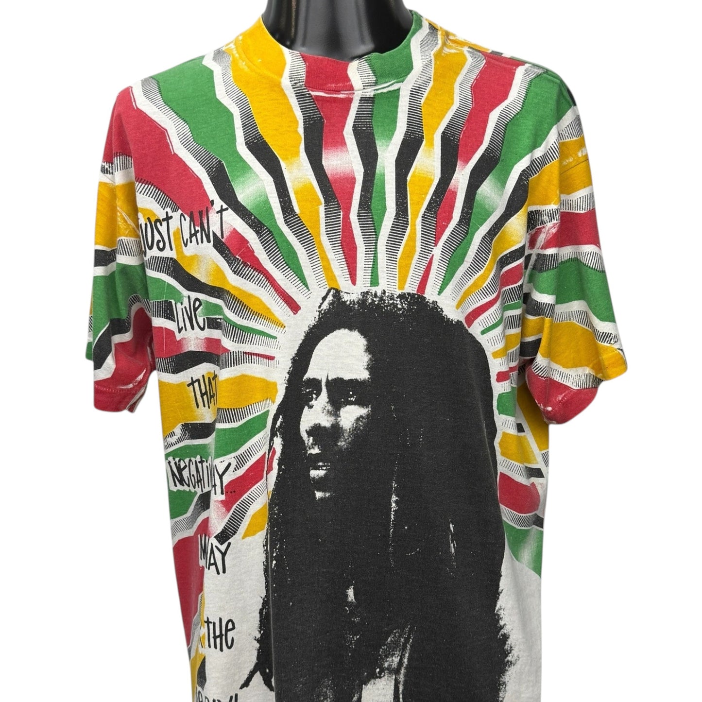 BOB MARLEY 90s USA All-Over Print T-Shirt Size XL
