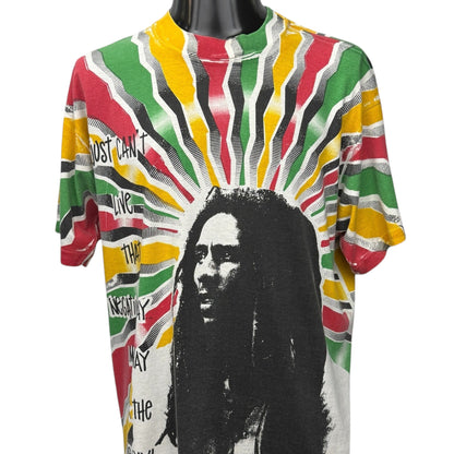 BOB MARLEY 90s USA All-Over Print T-Shirt Size XL