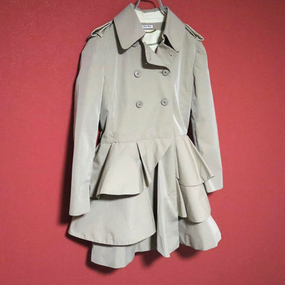 Miu Miu Beige Reconstructed A-Line Frilled Trench Size 42