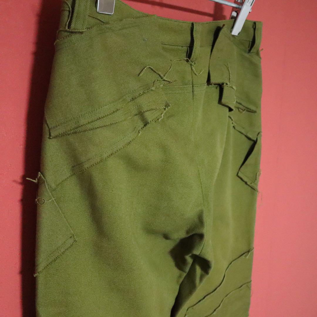 Issey Miyake Green Frayed Tape Zip Hem Skinny Pants Size 2